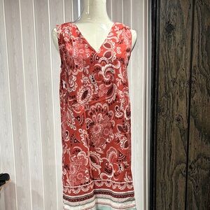 Ann Taylor Red and Pink Paisley Dress